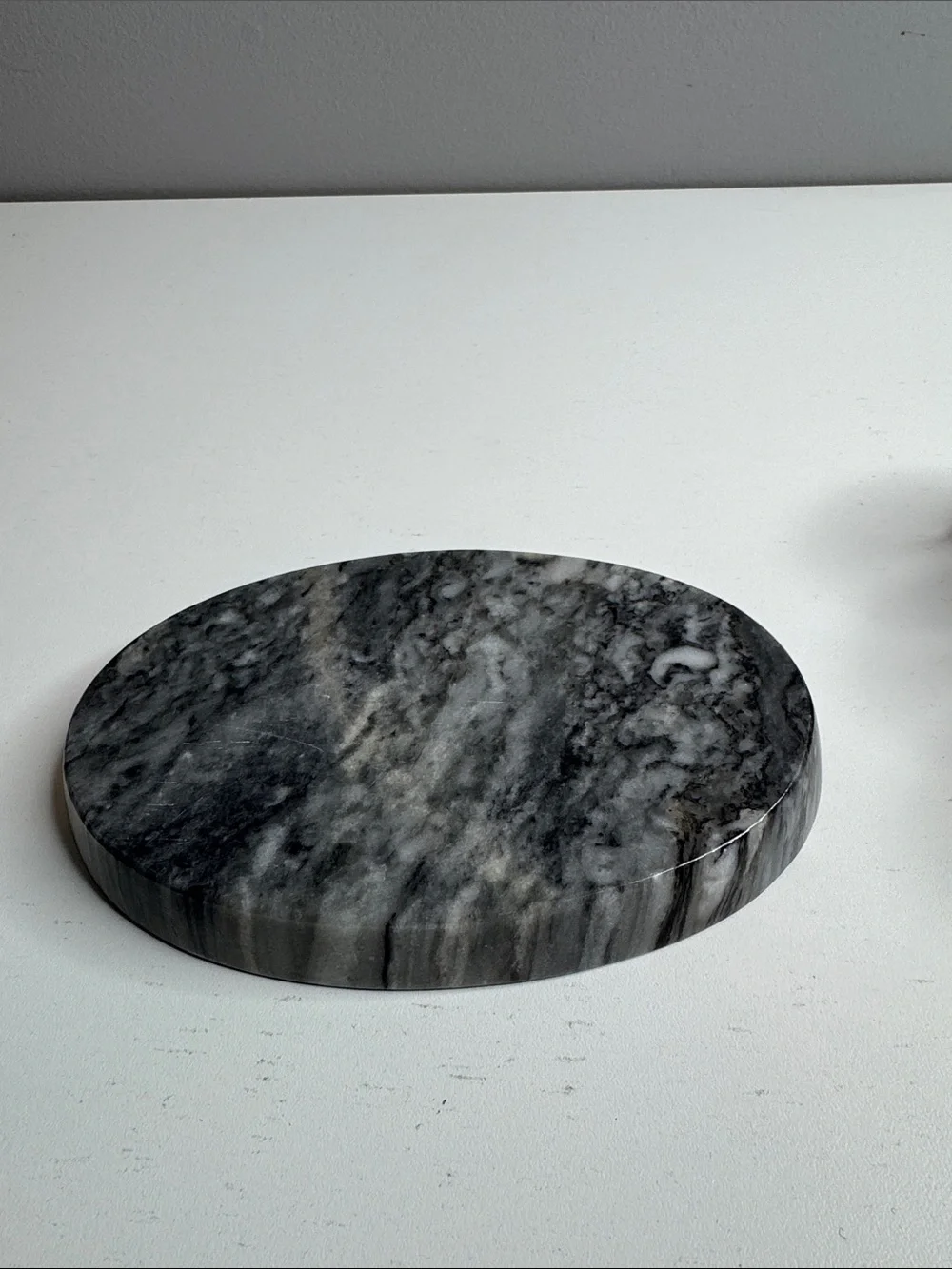 Vintage Gray Marble Six Cup Shot Glass Set with Oval Serving Tray – Hand Carved